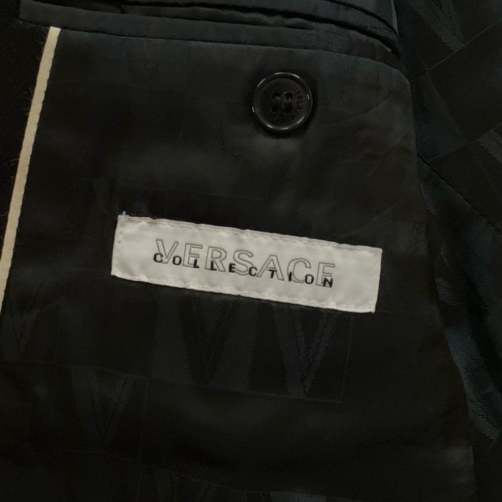 Versace Collection 2-Button Navy Herringbone 44 - image 5